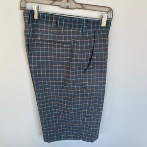 Nike Golf Shorts Mens 36 Metal Gray Plaid Check Moisture Wicking Stretch Chino